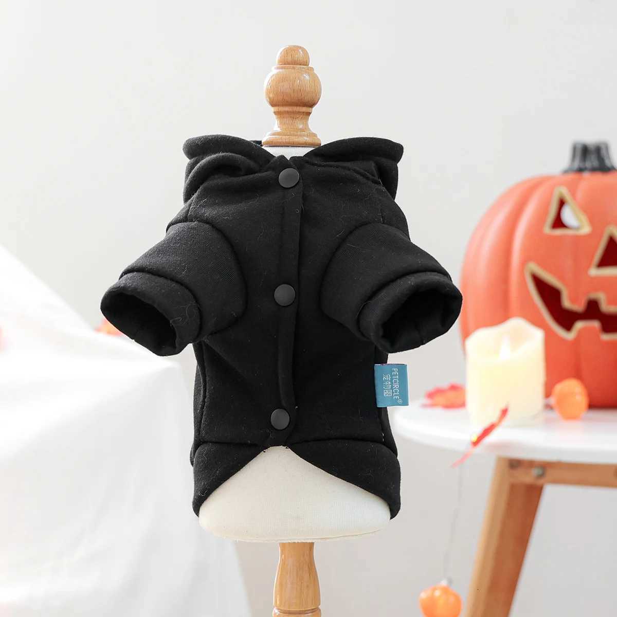 1PC Silver Skull Halloween Sweater Dog Black Hooded Sparkle Dark Series Little Demon Pet Sweater Funny Open Button JacketW251017