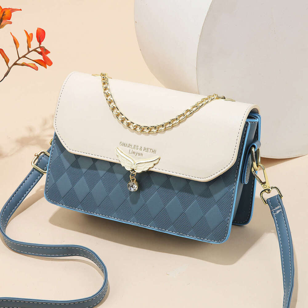 Women's 2025 New Trendy Crossbody Lightweight Summer Color Block Shoulder High-end Chain Small Square Bag
