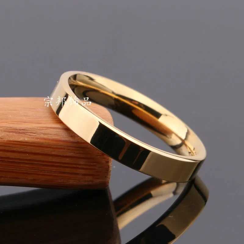 Men 4mm Korean Simple Smooth Ring Titanium Steel Couples Outer Flat Inner Arc Rings for Men and Women Wedding RingW251017