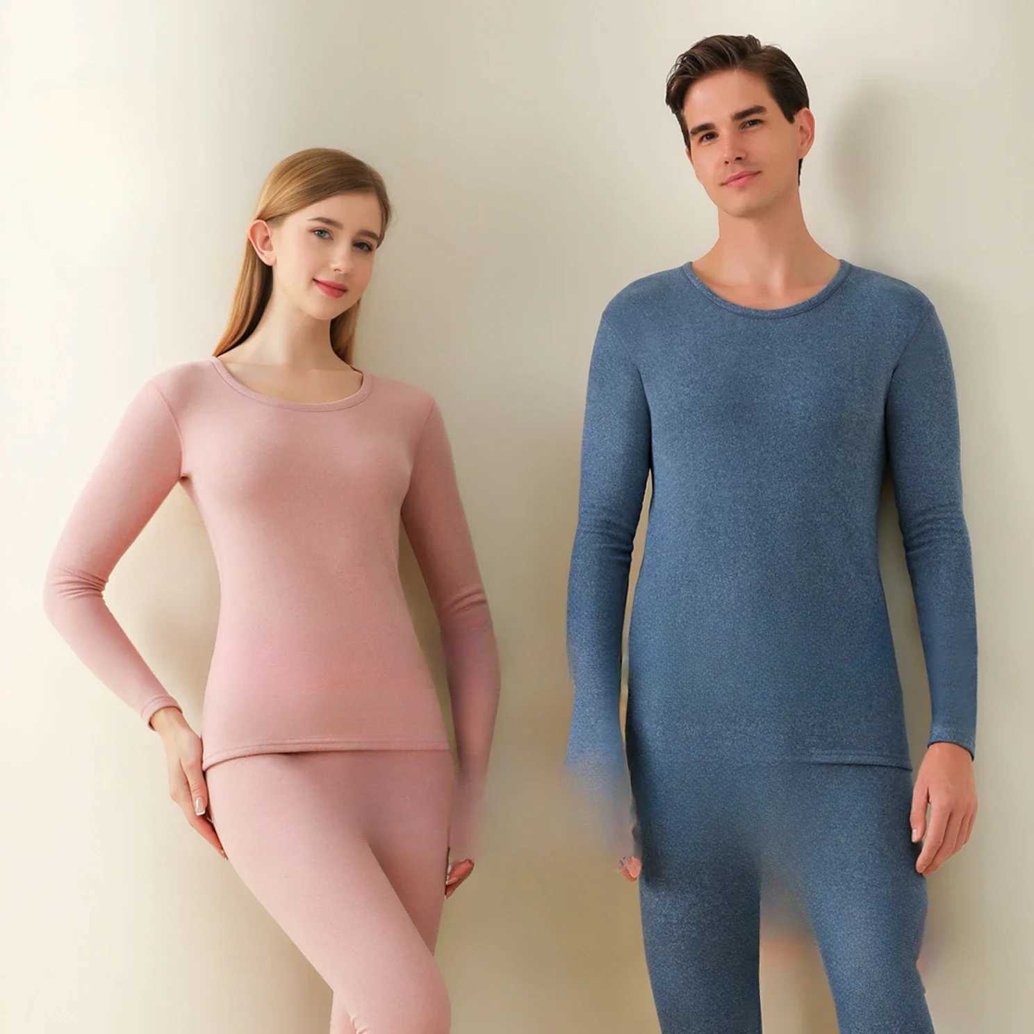 Autumn Winter Thermal Underwear Set Doublesided Cashmere Long Johns Plus Cashmere Thick Men Women Warm Underwear H251017