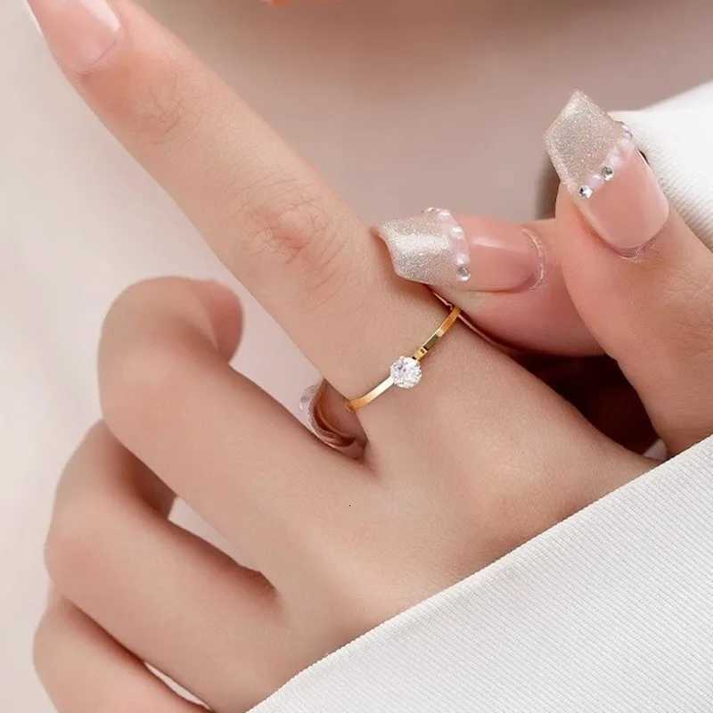 4mm Single CZ Stainless Steel Thin Ring Wedding Band for Women Girl Size 310W251017