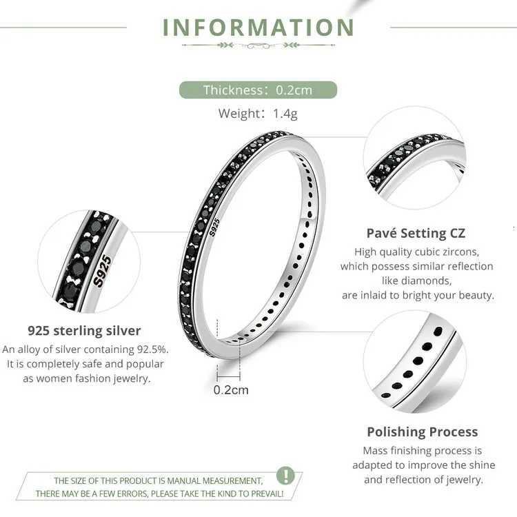 BAMOER Authentic 925 Sterling Silver Dazzling CZ Stackable Rings for Women Wedding Jewelry Mother Gift SCR114W251017