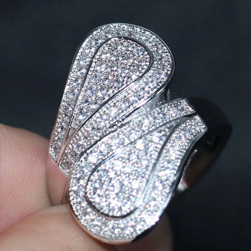 Victoria Wiecl Jewelry Sterling Sier Filled Full Pave White Sapphire CZ Dia Office Party Women Wedding Leaf Band Ring Gift