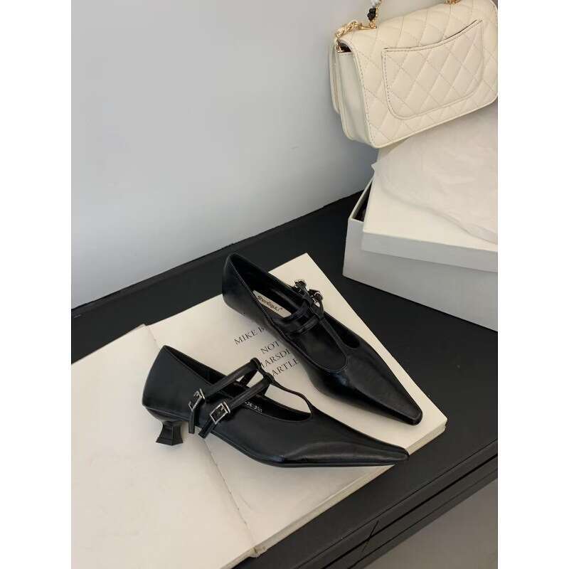 2025 New Sexy Cat Pointed Toe Designer Shoe - Women's French Velvet Mary Jane High Heels, Stylish Thin Heel Single Shoes