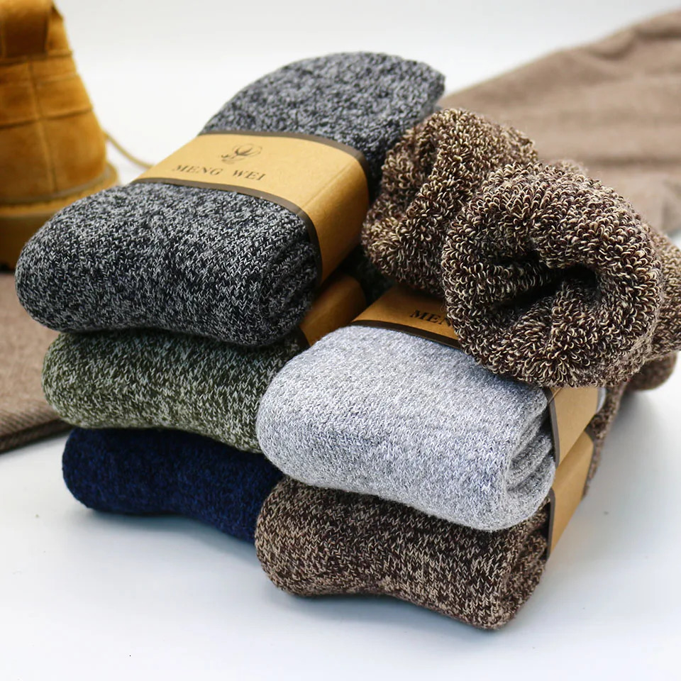 Winter Mens Merino Wool Socks Super Thick Warm High Quality Harajuku Retro Snow Casual Antifreeze Cashmere Socks Men 3 Pair 251017