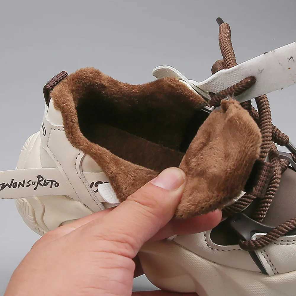 Winter Cotton Sport Shoes For Children PU Leather Teenager Kids Sneakers Plush Warm Boys Girls Running Shoes WinterT251017