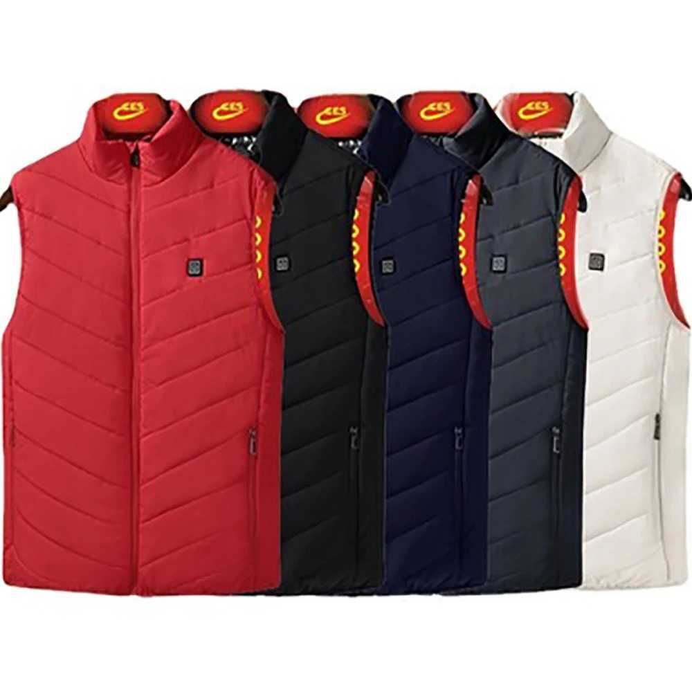 5 Color Outdoor Heated Vest Men Women Winter Sleevless USB Heating Jacket Stand Collar Heating Thermal Waistcoat Hiking Coat H251017