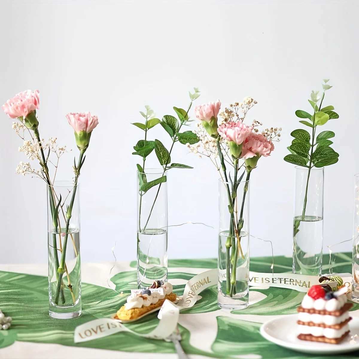 12 Pieces Glass Cylinder Vase Clear Small Flower Vase Home Decoration Vase Party Decoration Vase Suitable for Wedding C251017