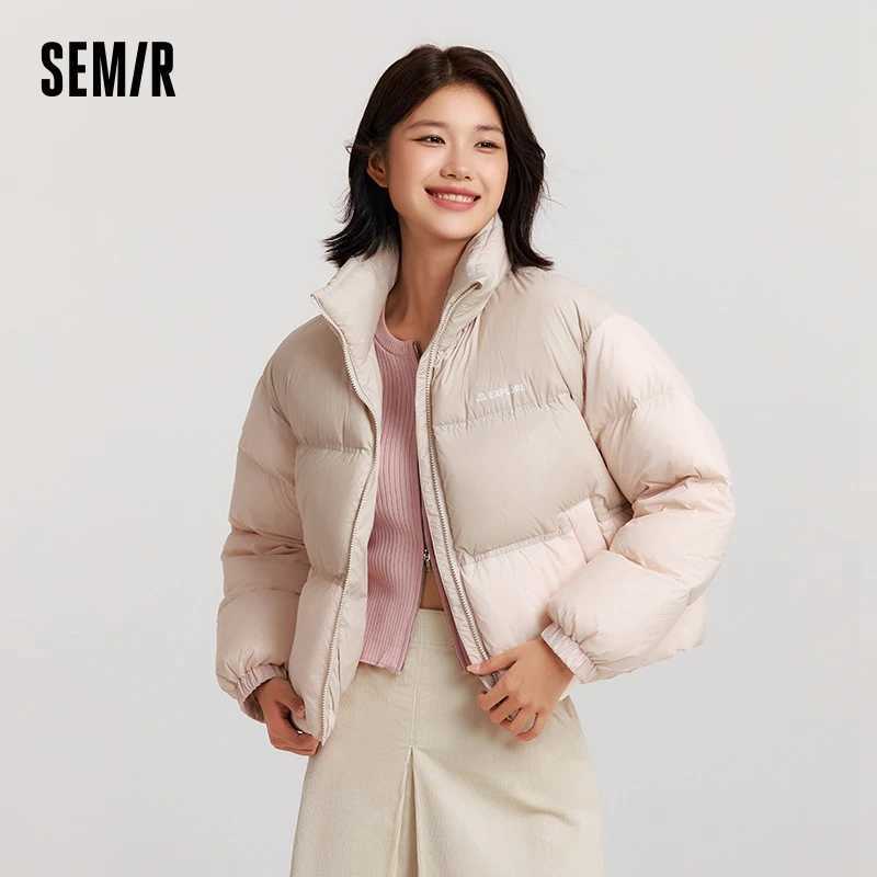 Semir Down Jacket Women Short Length ThreeResistant Oversize Winter 2024 New Letter StandUp Collar Top W251016