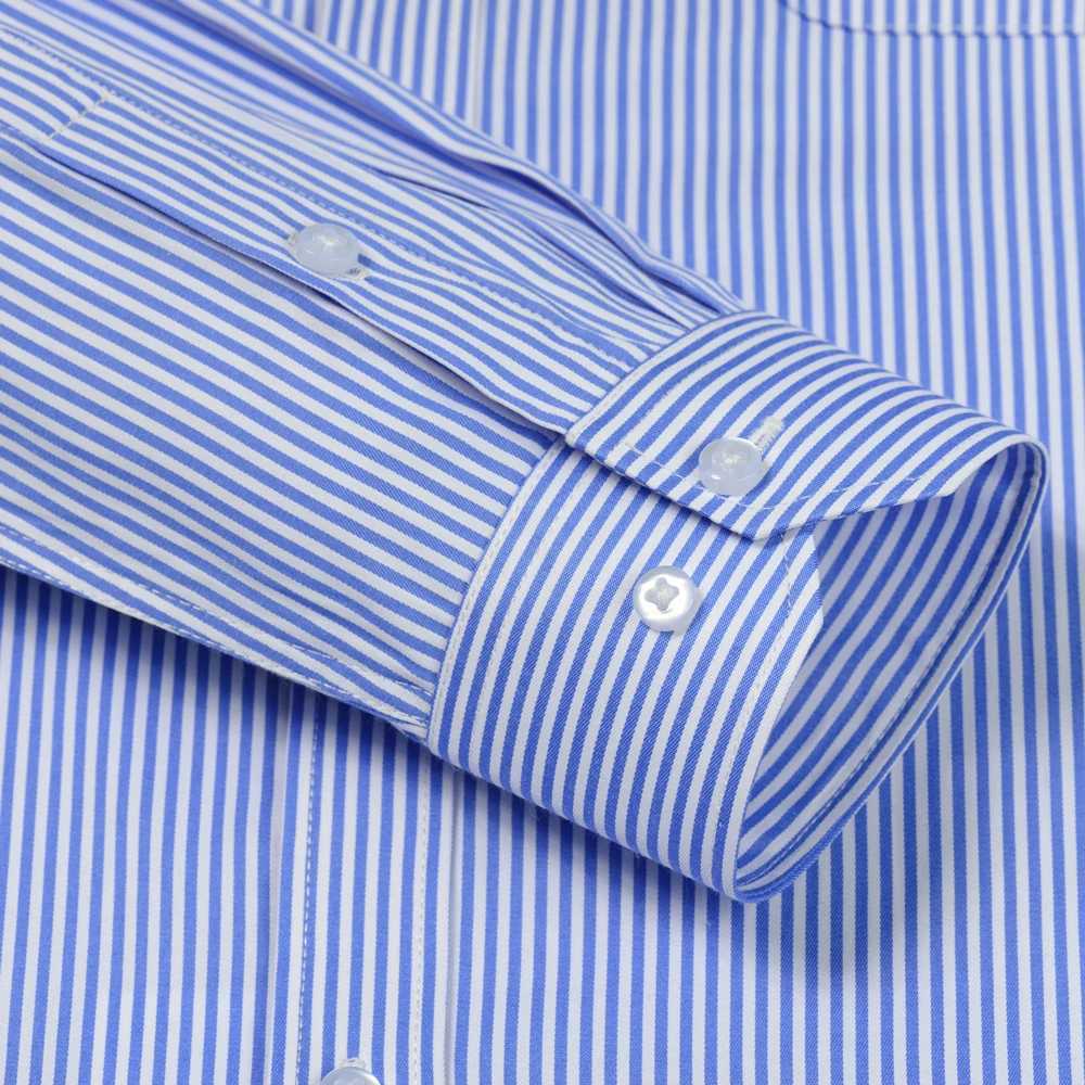 Mens Long Sleeve Striped Dress Shirts Regular Fit Comfy Cotton Blend Business Office Casual Buttonup Shirts with Front Pocket J251017