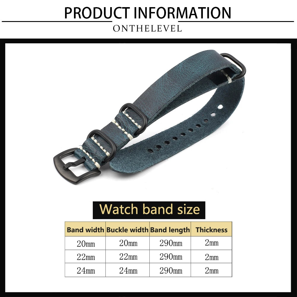 Onthelevel Leather Watch Strap 18mm 20mm 22mm 24mm one long Watch Band Blue Brown Coffee Colour Style Straps 251016