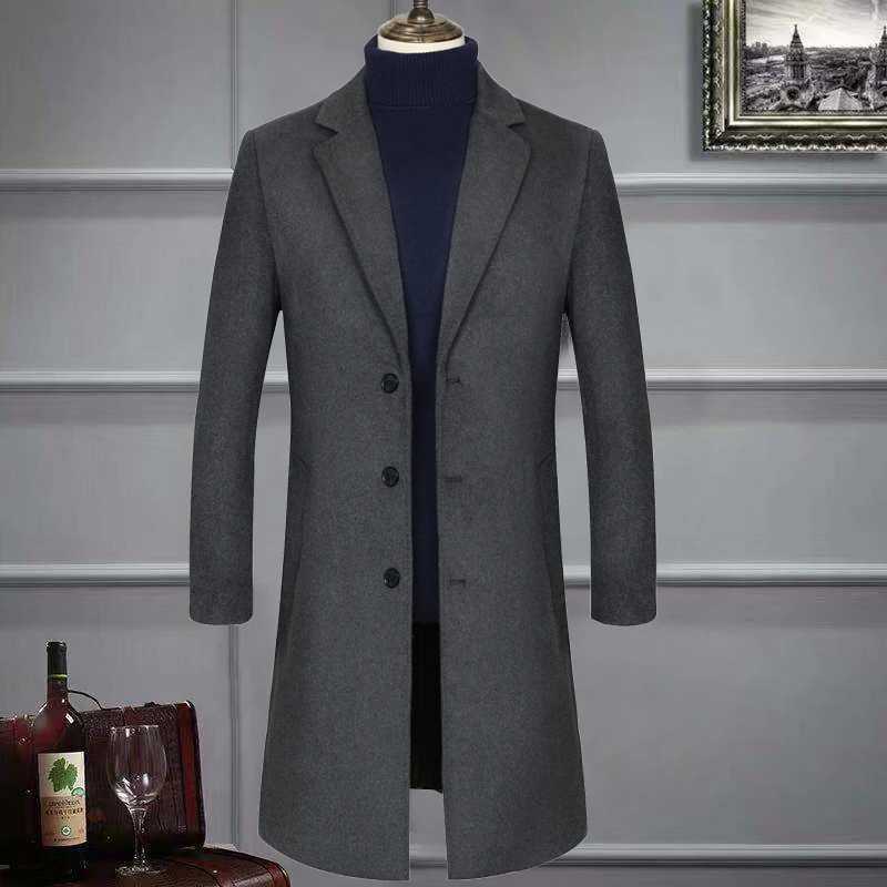For the autumn and winter of 2025 there is a long woolen overcoat for middleaged and elderly men a business casual suit jacke J251017
