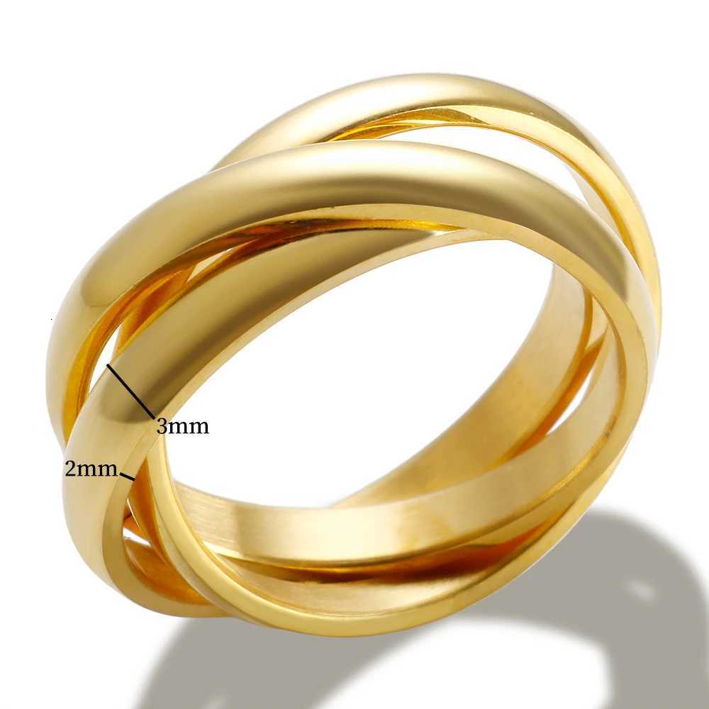 3 in 1 Triple Interlocked Rings For Women Men Couple Wedding Engagement Finger Ring Stainless Steel Goth Waterproof Jewelry Gift Z251017