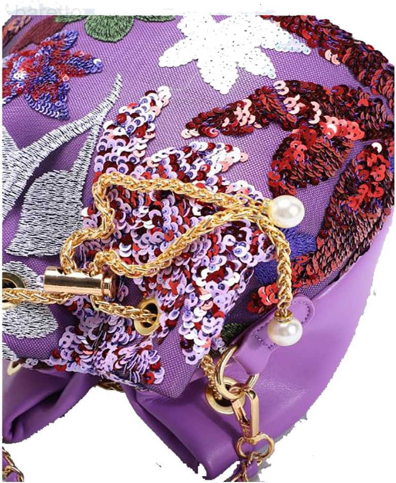 Bucket Bag Chinese Retro Crossbody Bags Embroidered Flowers Chain Handbag For Travel Daily Shopping 1PCS Z251017