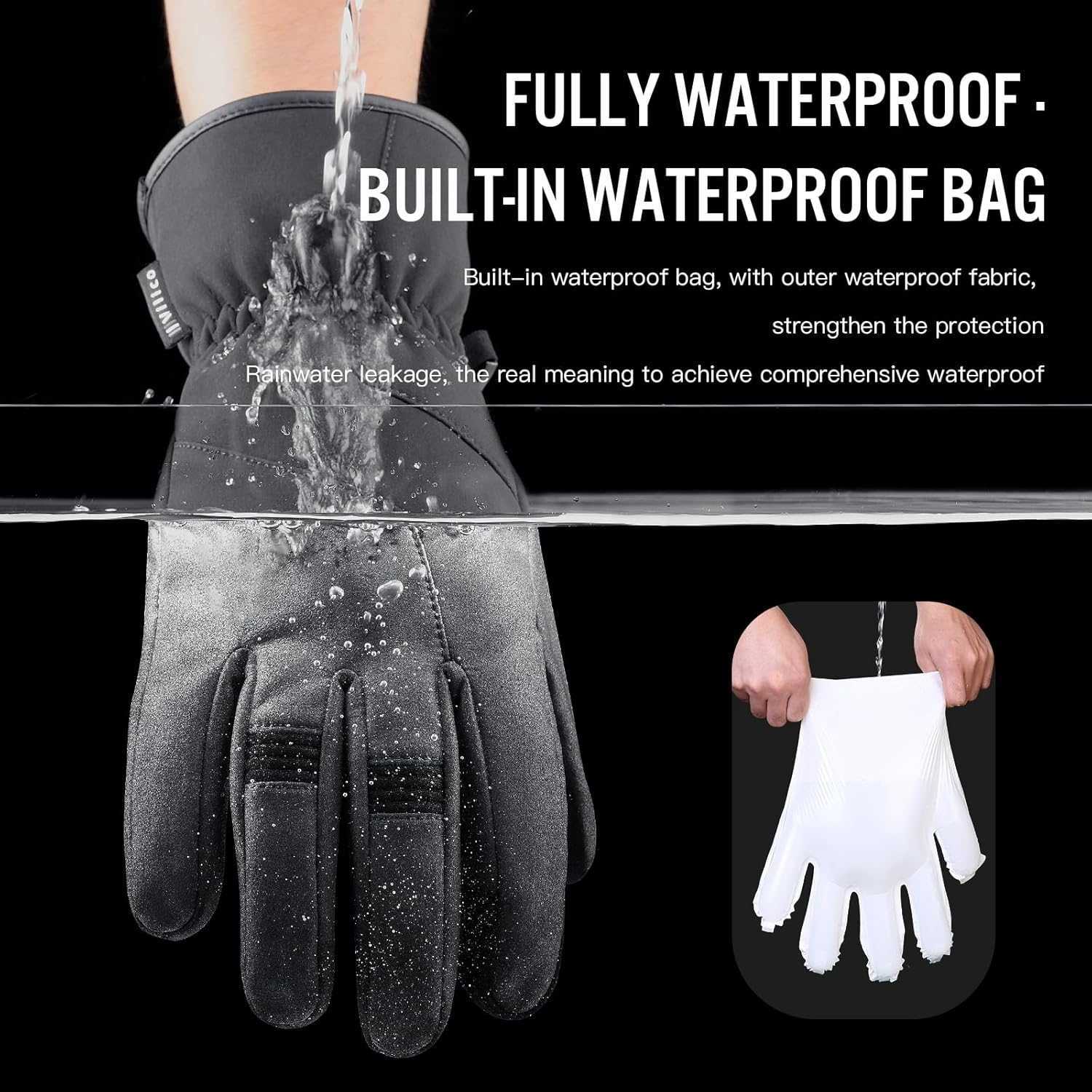 Winter Gloves for Men Women Fully Windproof Waterproof Thermal with Touchscreen Fingers AntiSlip Palm Warm Gloves for Cold Weather Cycling Driving Hik