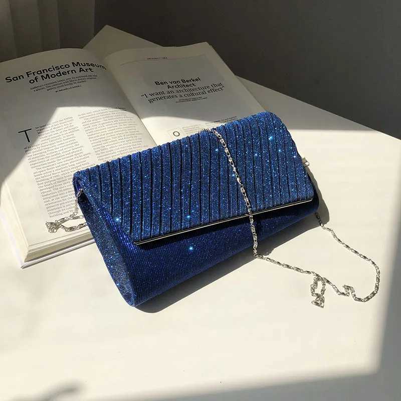 Women Clutch Evening Bag Sequin Clutch Female Wedding Purse Bag Party Handbag Black Blue Chain Shoulder Bag Z251017