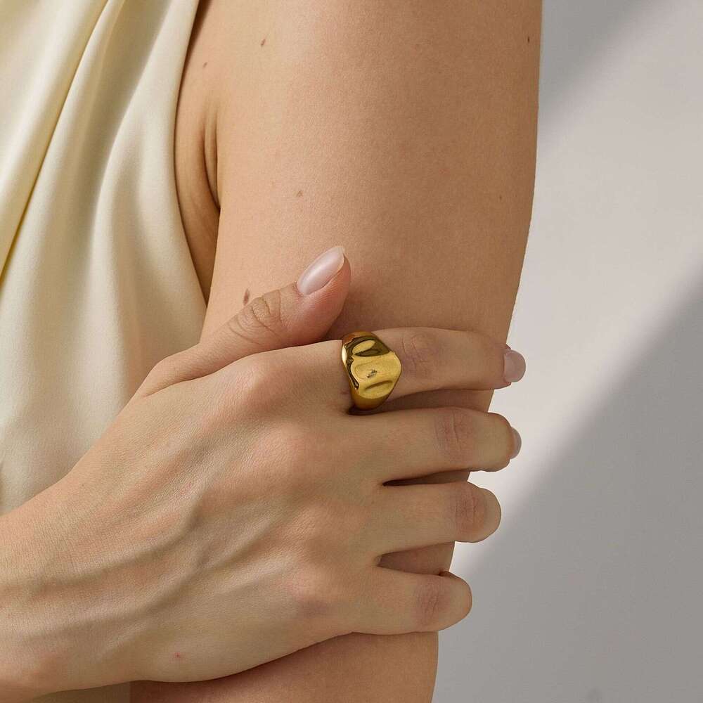 Stainless Steel Ins Style Trendy Design Irregular Geometric Line Hollow Fashion Open Ring