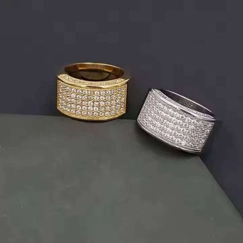 10 K Solid Gold / Sier Plated Men's Engagement & Wedding Ring Round Cut Moissanite Dia Custom Iced for Party jewellery