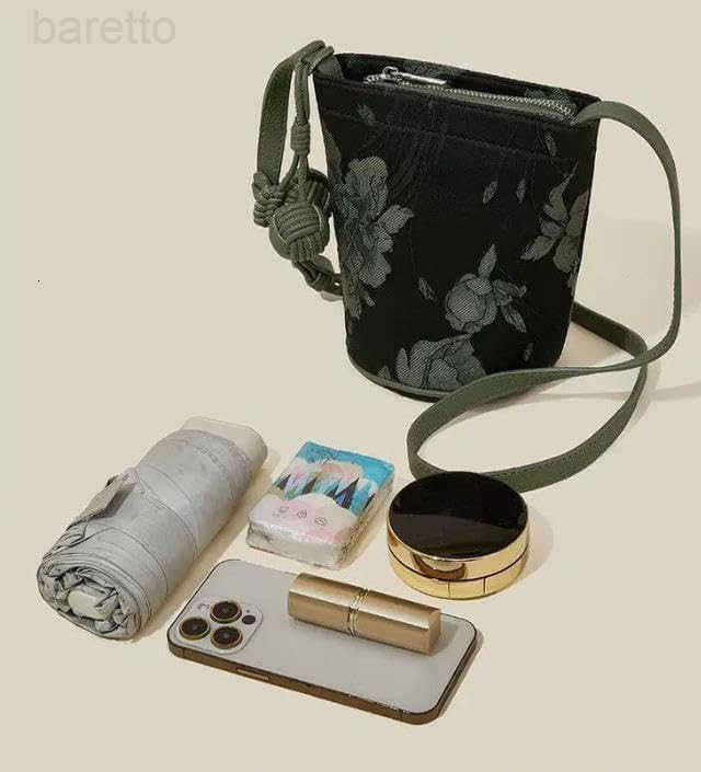 Womens Chinese Flower Style Shoulder Bag Mini Bucket Bag Crossbody Bag Z251017