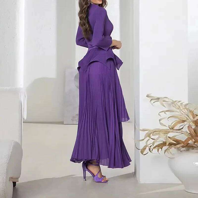 Miyake Folds 2024 Summer New Irregular Lantern With Long Skirt Two-piece Set