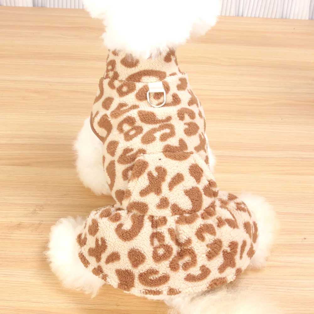 New Arrival Fleece Dog Dress Winter Leopard Print Cute Princess Gown Outfit for Teddy Puppy Small Dogs ClothingW251017