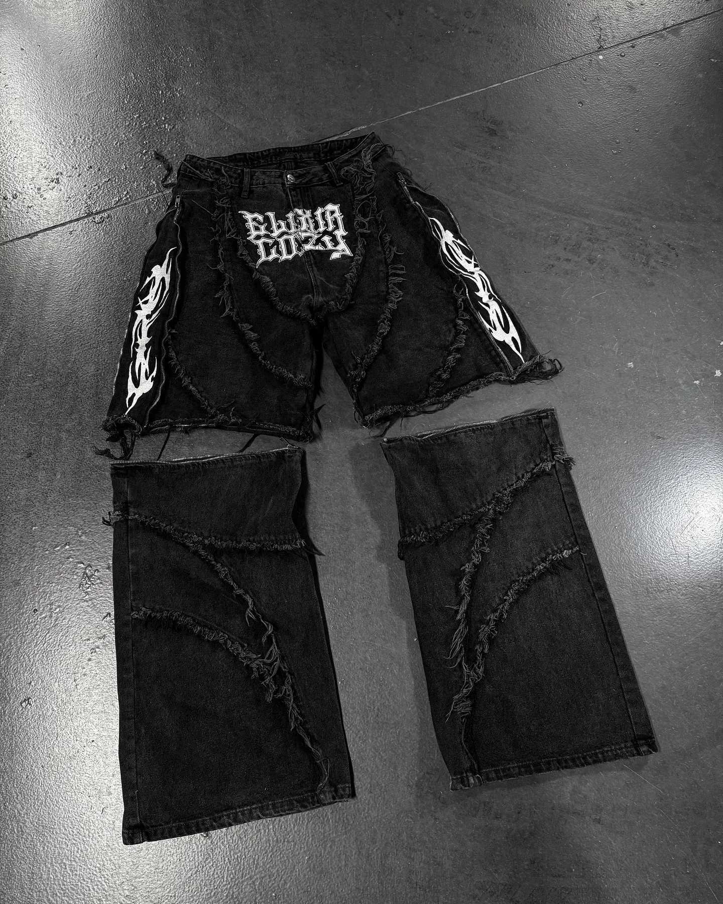 Fashion America Retro Street Zip Up Patchwork Baggy Jeans Men Y2k Stripe Embroidery Splicing Black Denim Pants Hip Hop Jeans Y251105