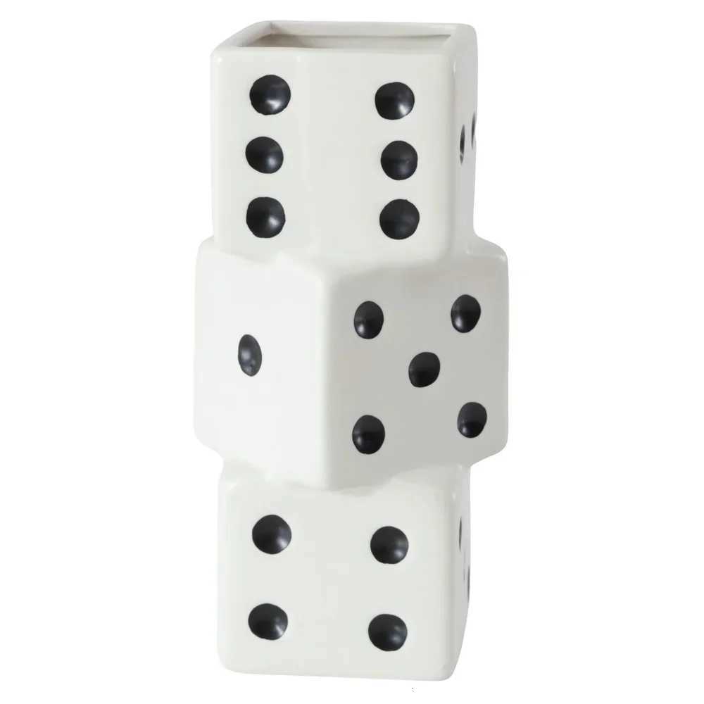 Unique Ceramic Dice Vase Decorative Accent Desk Shelf Indoor Display Fun Home Decor 875 Inches Height C251017