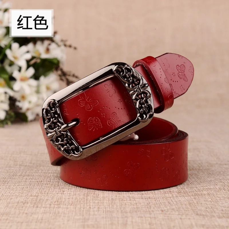 Explosive womens pin buckle belt womens retro casual decorative carved belt Various colors to choose 251010