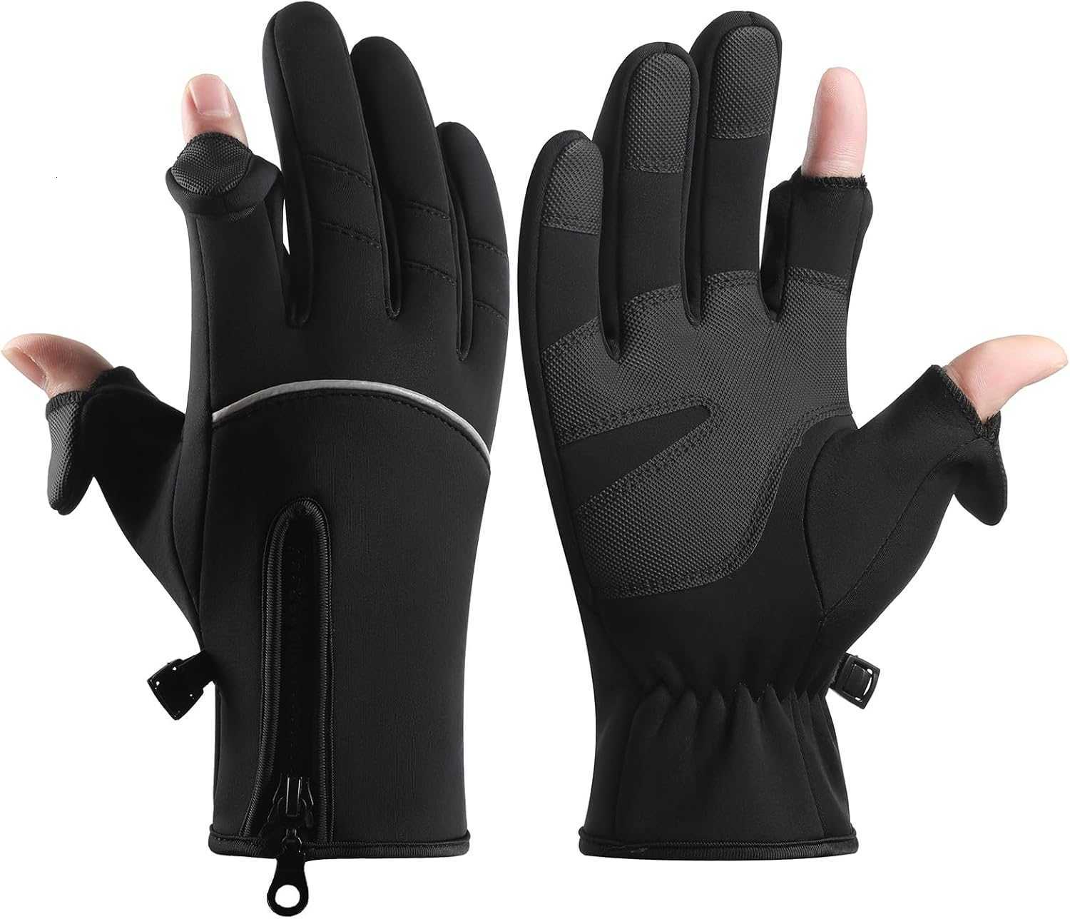 Winter Gloves Men Women 2 Finger Exposable Touch Screen Gloves Running Gloves Cycling Gloves Driving Gloves Warm Gloves Winter Fishing Gloves Z251017