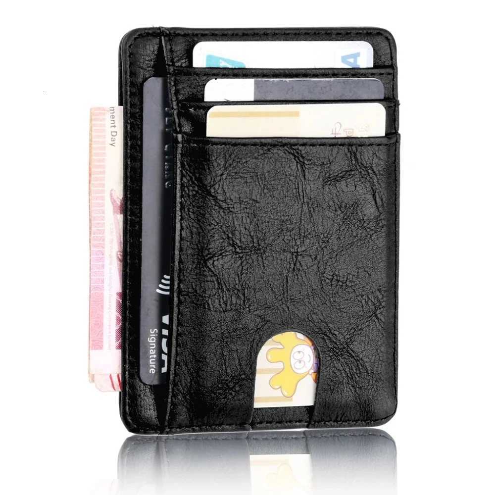 Men Minimalist Slim Card Holder Microfiber Leather Card Wallet Line Ultra Thin Mini Small Rfid ID Card Holder Purse Male WomenW251017