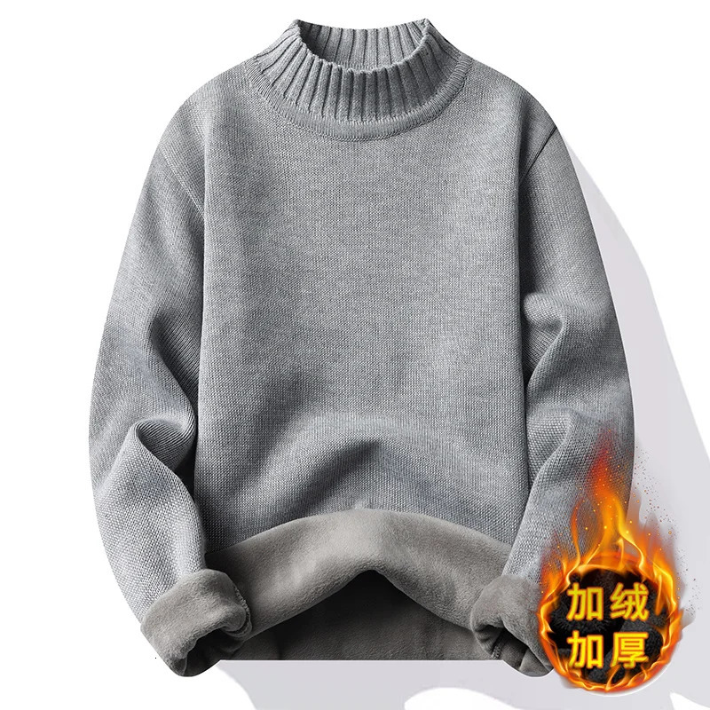 Mens Winter Fleece Pullover Knit Sweater Wool Plus Velvet Clothing Thick Warm Oneck Jumpers Fashion Y2K Knitwear 251017