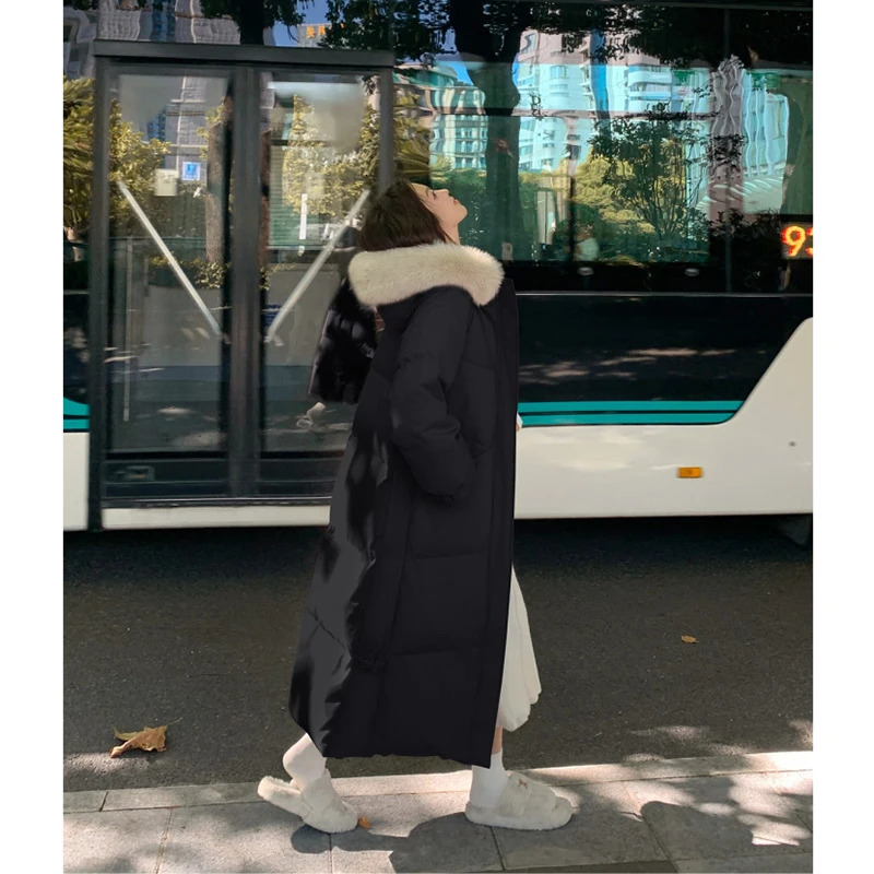 Winter Womens Pink Padded Jacket Female Long Overtheknee Jacket Fur Collar Warm Thicken Cotton Jacket Women Parkas Coats 251017