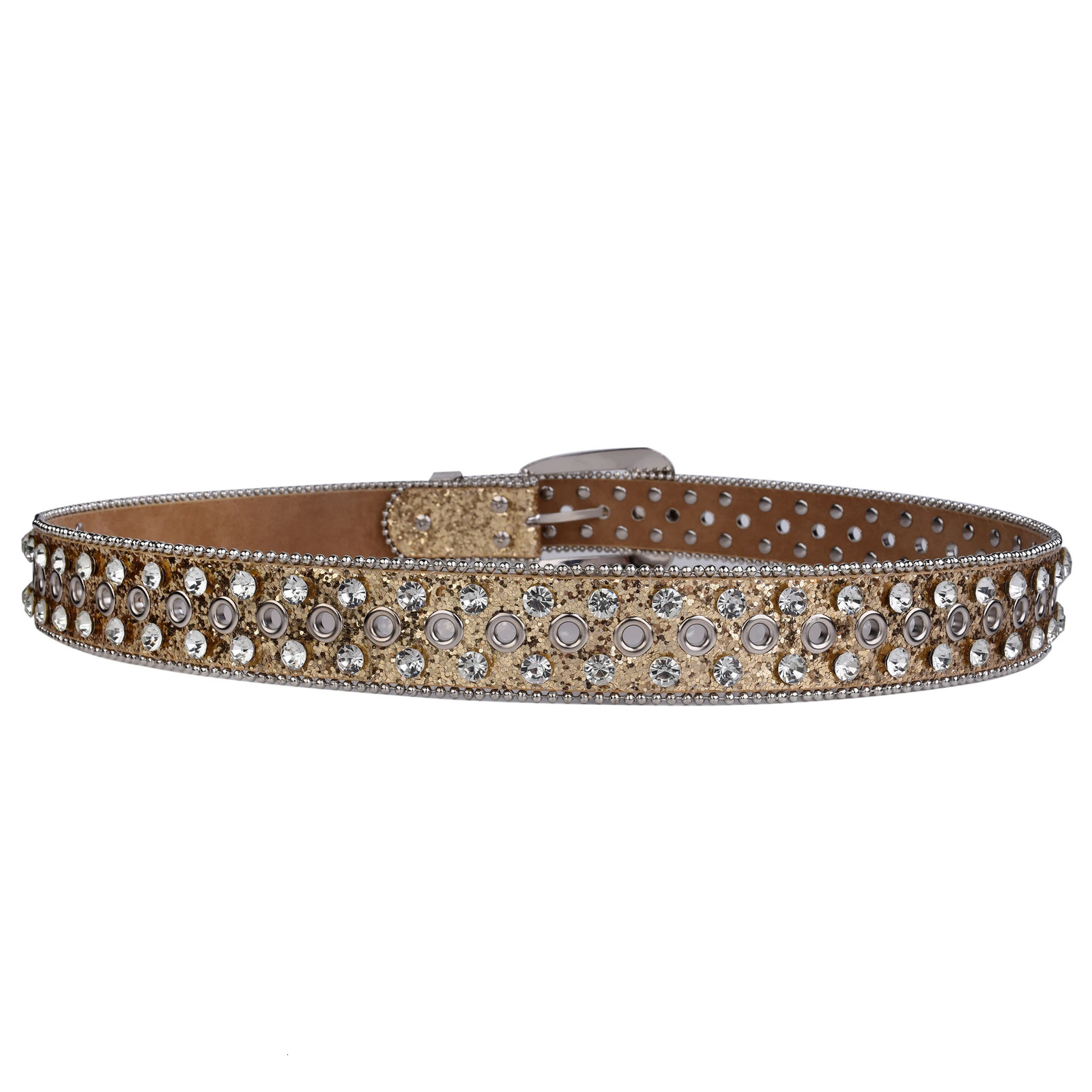 Silvery Sparkly Rhinestone Belt Y2K Beads Decor Sequin Belt Punk Western Cowboy Cowgirl Belt Jeans Pants Belt Decorative PU Belt 251010