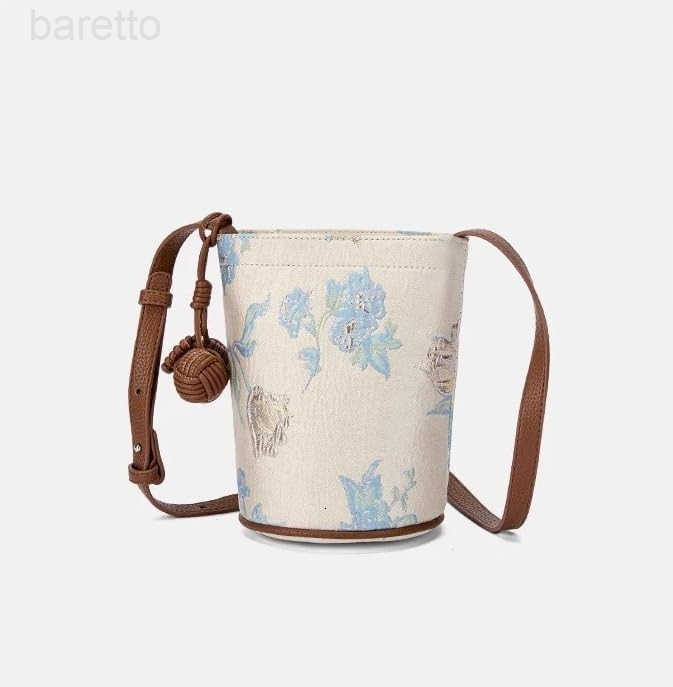 Womens Chinese Flower Style Shoulder Bag Mini Bucket Bag Crossbody Bag Z251017
