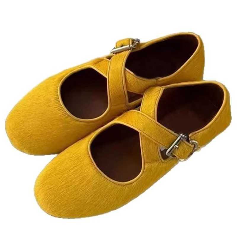 Fashion Cross Tied Round Toe Flat Sandals Satin Buckle Ballet Flats Women Simple Comfortable Slip Resistant Mary Jane Women Shoe Z251015