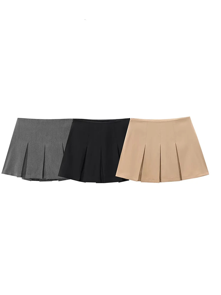 2025 Spring Summer Women Casual Tierred Mini Skirts Fashion Vintage Solid High Wasit Ruffles Pleated Sexy Shorts Skirts 251013