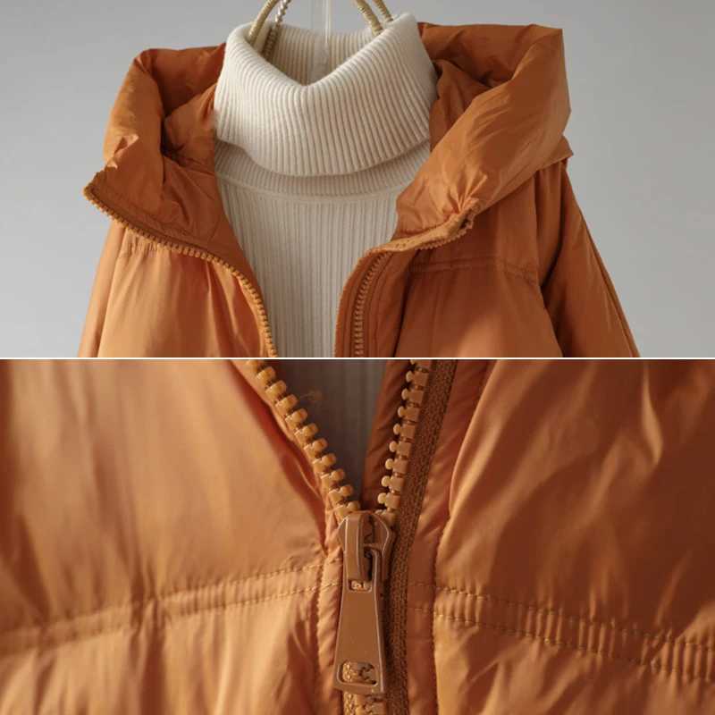 Schinteon Women White Duck Down Loose Jacket with Hood Autumn Winter Outwear Casual Over Size Casual Coat Korean Style 2023 New W251016