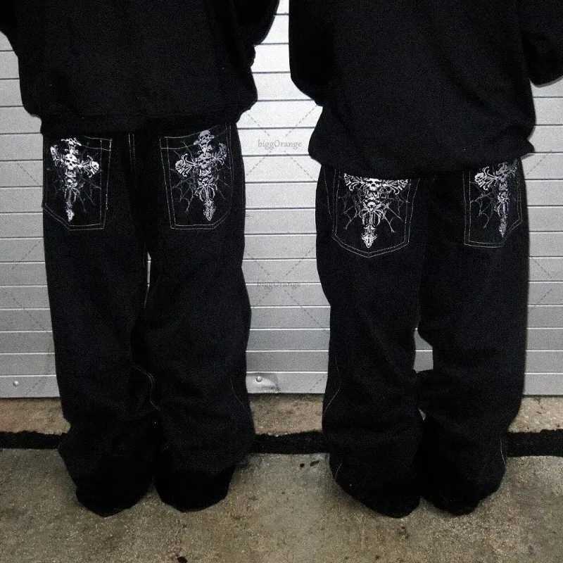 1 Street Hiphop Punk Rock Fashion Versatile Jeans Men Harajuku Y2K Casual Gothic Straight Wideleg Pants Women Y251105