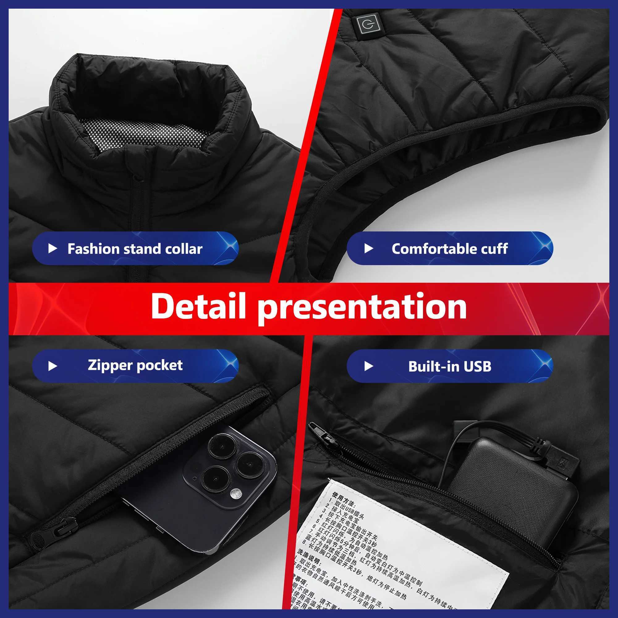 21 Heated Vest Electric Heated Jackets Men Women Sportswear Heated Coat Motorcycle USB Heating Jacket For Camping Outdoor H251017