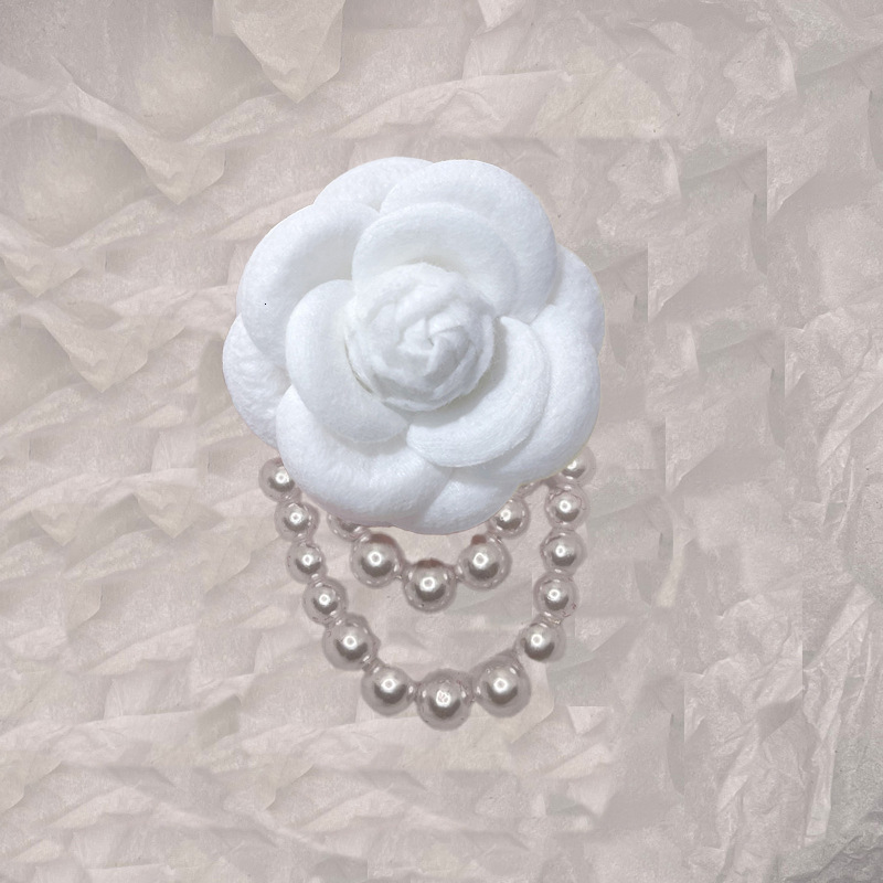 designer brooch korean style camellia highend faux wool pearl blazer versatile fabric rose brooch