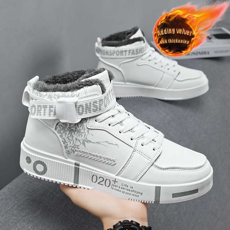 Men's Women's Thermal Insulated Platform High-Top Sneakers Thick Warmth, Lace-Up Ankle Cushioned Insole Arch Support, Durable Rubber Sole, G