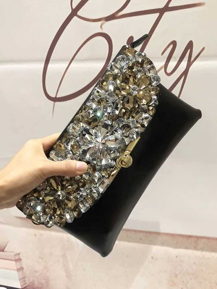 Cow Split Leather Clutch Bag Women Shiny Diamonds Handbag Flap Crossbody Envelope Messenger Bag Party Crystal Sling Shoulder Bag Z251017