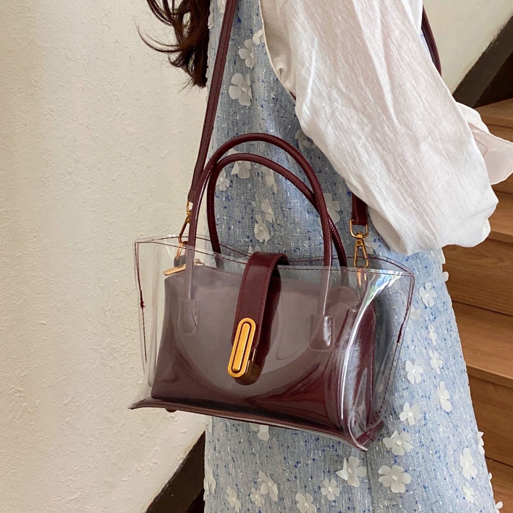 Transparent Large-Capacity Shoulder Bag for Women - Stylish Crossbody Purse with Vintage Design