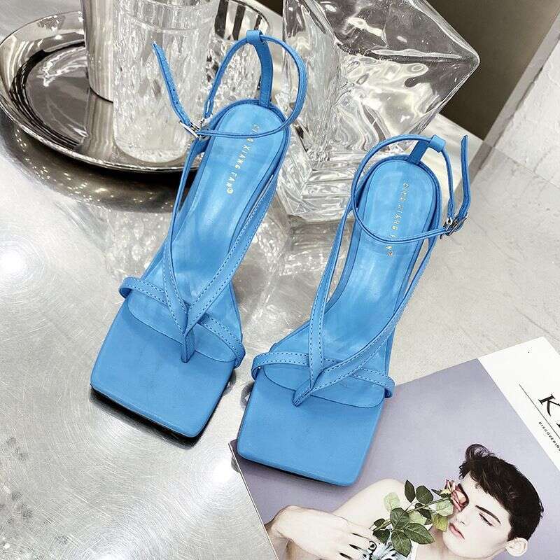 Stylish Square Toe Sandals With High Heels