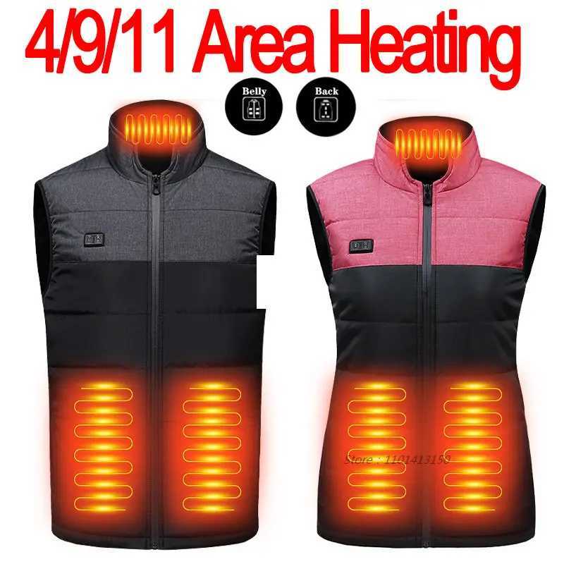 11 Places Heated Vest Men Women Winter Usb Heated Jacket Heating Vest Thermal Clothing Hunting Vest chaqueta chaleco H251017