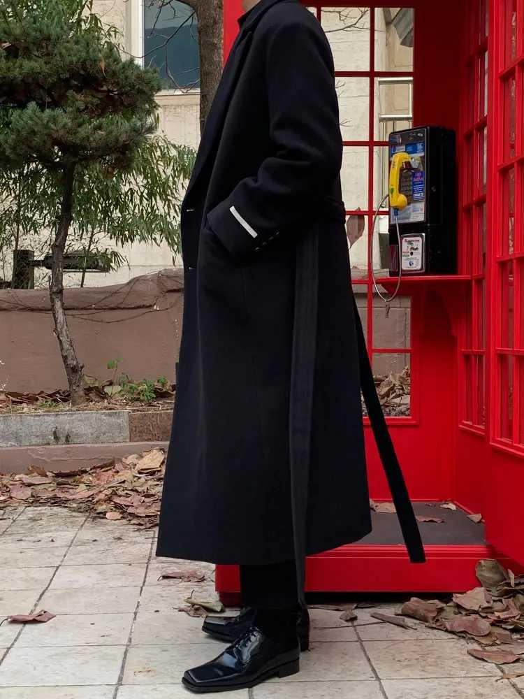 Mens Winter Thiened Woolen Coat Long OverKnee Loose Korean Sle HighEnd Feeling Mens Windbreaker Outerwear J251017