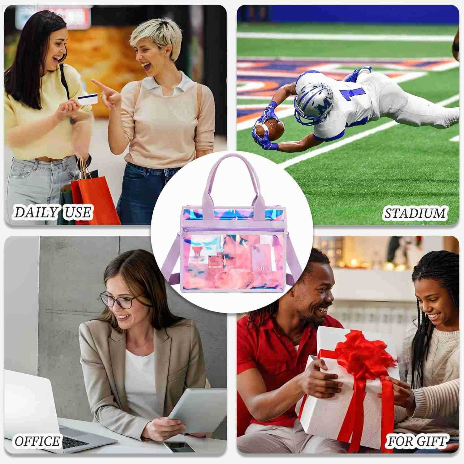 Clear Tote Bag for Women TPU Crossbody Handbag Clear Bag with Zipper Closure for Stadium Events Concert Work Beach M251017