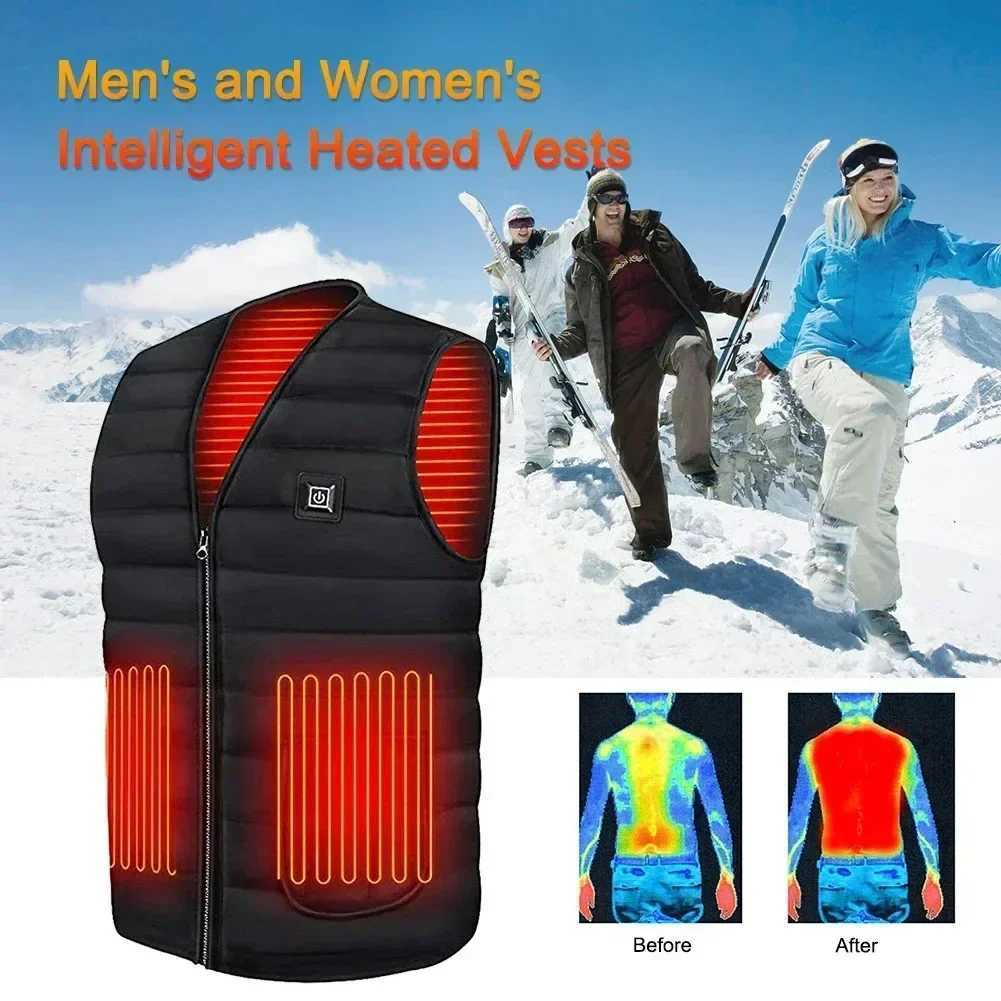 Heated Vest V Neck Smart Control Temperature Heating Cotton Coat Washable USB Winter Skiing Hiking Camping AntiCold Jacket H251017