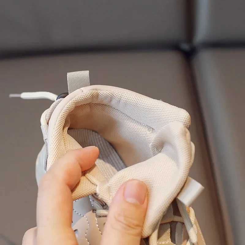 Kids High Top Sneakers Girls Boys Lace Up Shoes 2024 Autumn Childrens Pu Leather Casual Sport Walk Running Trainers Pink 2636T251017