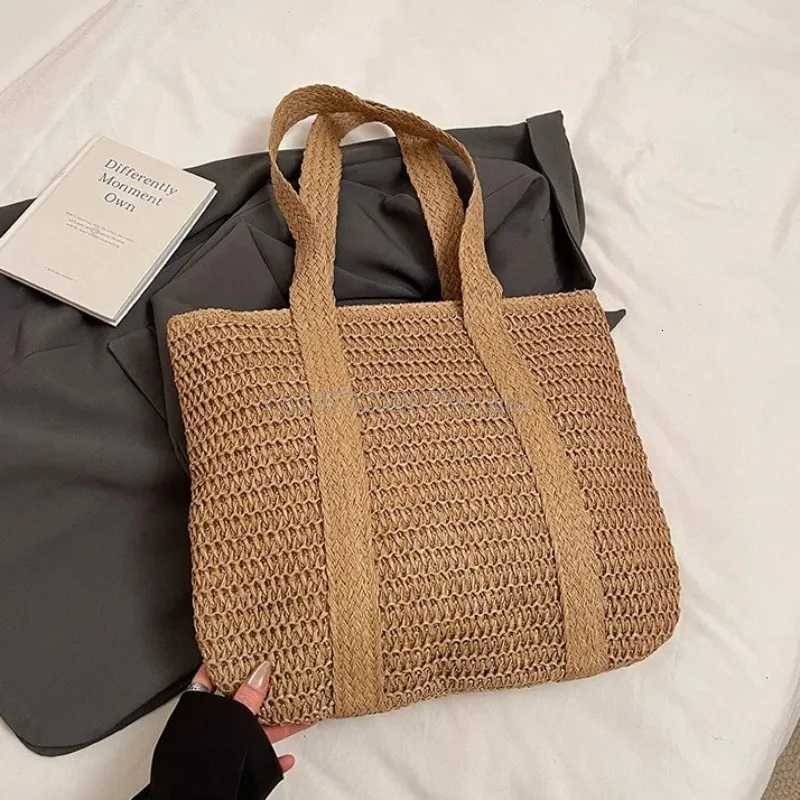 Summer Fashion Womens Large Capacity Shoulder Bag Straw Woven Bag Letter Embroidery Handbag Casual Female Tote Bag Beach Bags Z251017